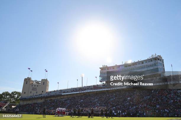 General view of Ryan Field during the second quarter between the Northwestern Wildcats and the Wisconsin Badgers on October 08, 2022 in Evanston,...