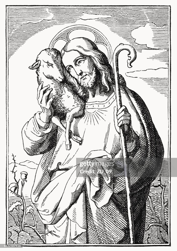The Good Shepherd, wood engraving, published in 1894