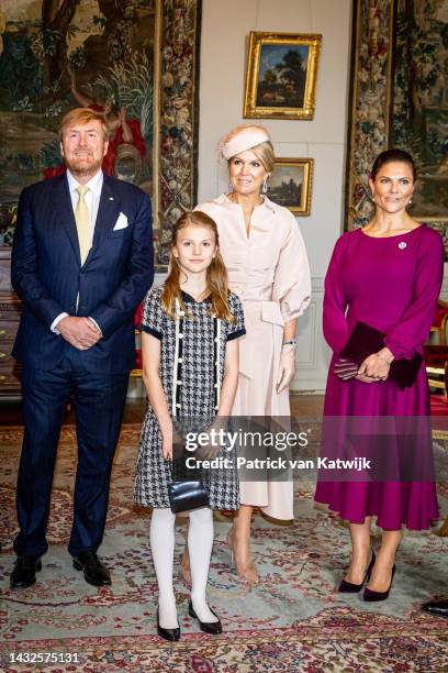 King Willem-Alexander of The Netherlands, Princess Estelle of Sweden, Queen Maxima of The Netherlands, Crown Princess Victoria of Sweden and Prince...