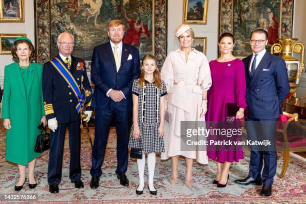 Queen Silvia of Sweden, King Carl Gustaf XVI of Sweden, King Willem-Alexander of The Netherlands, Princess Estelle of Sweden, Queen Maxima of The...