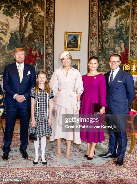 King Willem-Alexander of The Netherlands, Princess Estelle of Sweden, Queen Maxima of The Netherlands, Crown Princess Victoria of Sweden and Prince...