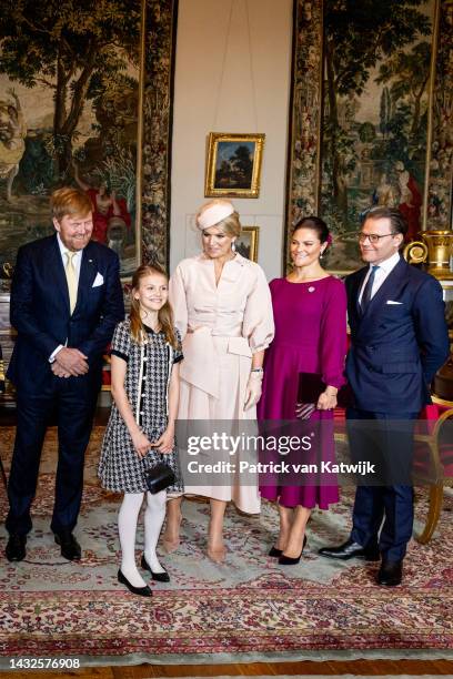 King Willem-Alexander of The Netherlands, Princess Estelle of Sweden, Queen Maxima of The Netherlands, Crown Princess Victoria of Sweden and Prince...