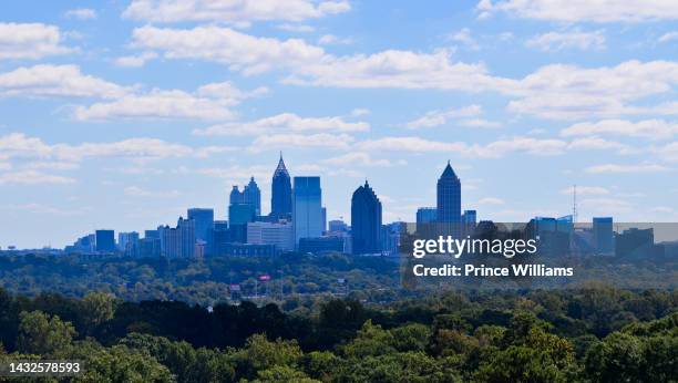 View of Atlanta Skyline from Faith Hope & Love Gospel Brunch at Tesserae At Thompson Buckhead on October 2, 2022 in Atlanta, Georgia.