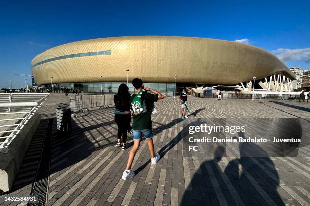 General view outside the stadium prior to the UEFA Champions League group H match between Maccabi Haifa FC and Juventus at Sammy Ofer Stadium on...