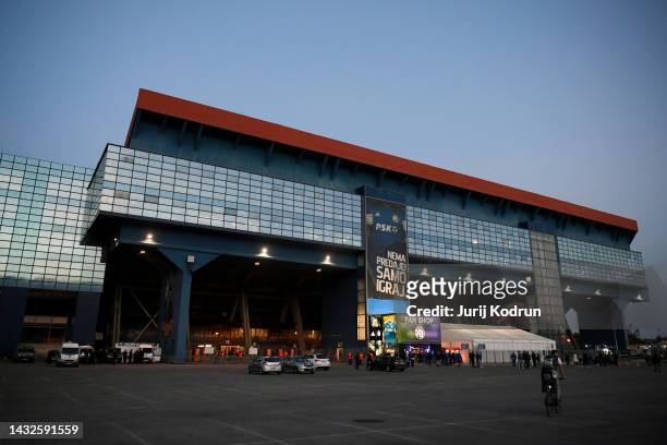 General view of the outside of the stadium prior to kick off of the UEFA Champions League group E match between Dinamo Zagreb and FC Salzburg at...
