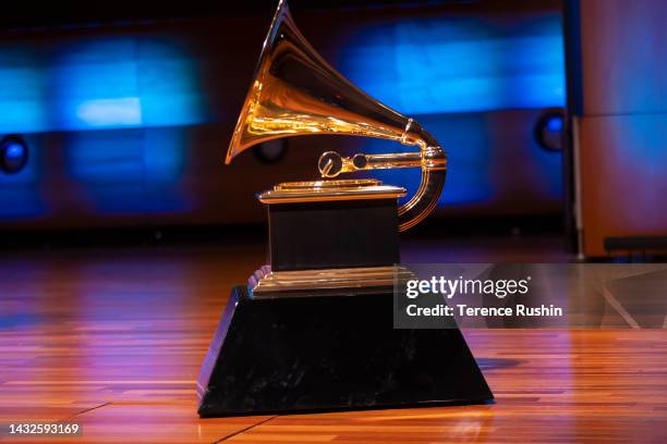 Detail view of a gigant Grammy trophy during the HBCU Love Tour Atlanta: Grammy U Masterclass at Ray Charles Performing Arts Center on October 10,...