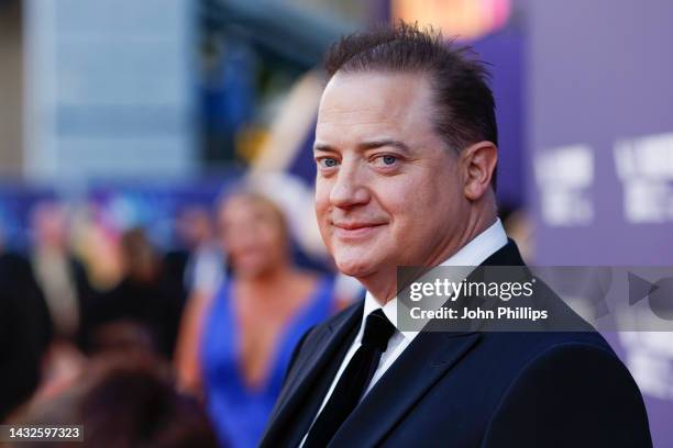 Brendan Fraser attends "The Whale" UK Premiere during the 66th BFI London Film Festival at The Royal Festival Hall on October 11, 2022 in London,...
