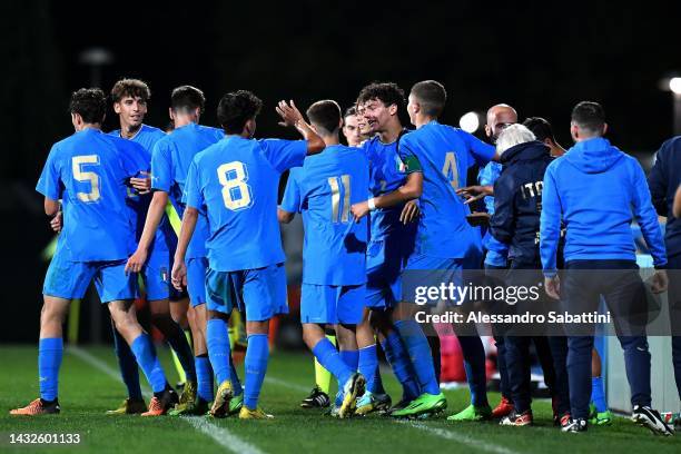 Diego Pisani of Italy U16 celebrates after scoring his team second goal during the International Friendly match between Italy U16 and Netherlands U16...