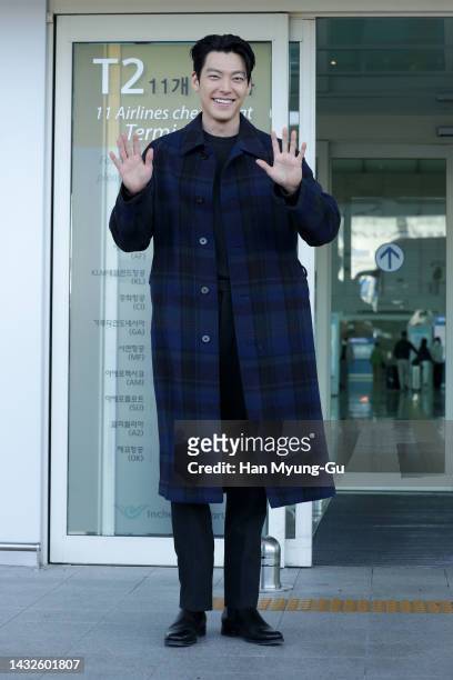 South Korean actor Kim Woo-Bin is seen on departure at Incheon International Airport on October 11, 2022 in Incheon, South Korea.