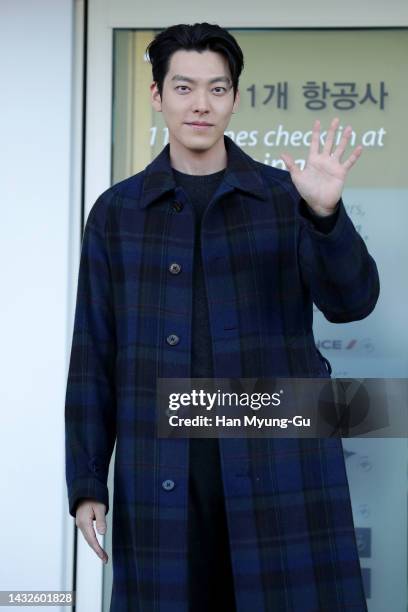 South Korean actor Kim Woo-Bin is seen on departure at Incheon International Airport on October 11, 2022 in Incheon, South Korea.