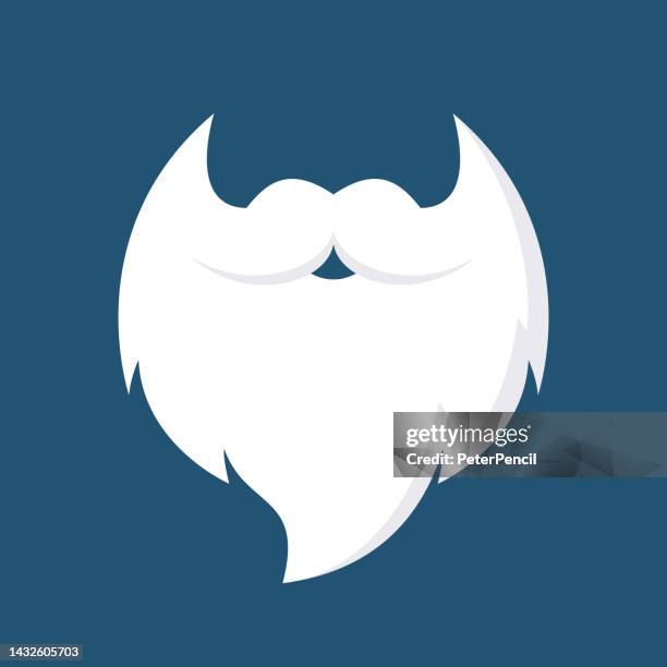 illustrazioni stock, clip art, cartoni animati e icone di tendenza di babbo natale baffi e barba. elementi di natale. illustrazione vettoriale isolata - baffo peluria del viso