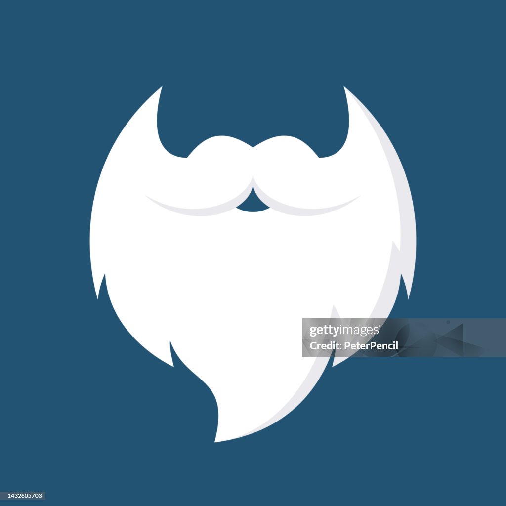 Santa Claus Moustache and Beard. Christmas Elements. Vector Isolated Stock Illustration