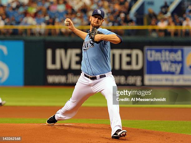 Pitcher Jeff Niemann of the Tampa Bay Rays starts against the Minnesota Twins April 22, 2012 at Tropicana Field in St. Petersburg, Florida.