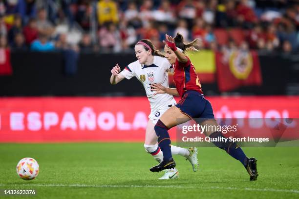 Rose Lavelle of United States compete for the ball with Claudia Zornoza of Spain during the Women´s International Friendly match between Spain and...