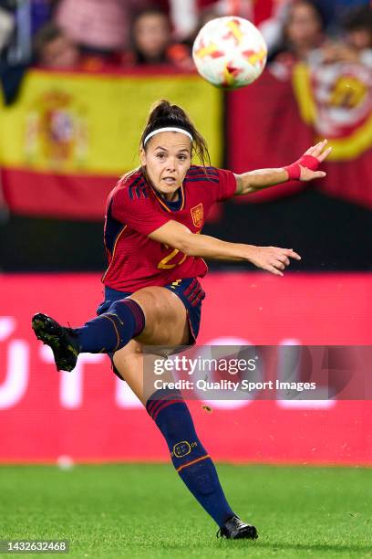 Claudia Zornoza of Spain in action during the Women´s International friendly match between United States and Spain at El Sadar Stadium on October 11,...