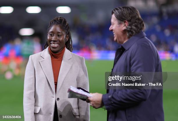 Anita Asante is presented with a England t-shirt prior to the International Friendly match between England and Czech Republic at American Express...