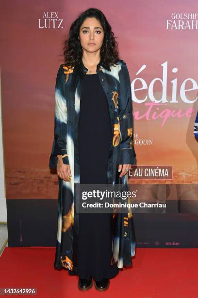 Golshifteh Farahani attends the "Une Comédie Romantique" premiere at cinema Pathe Wepler on October 11, 2022 in Paris, France.