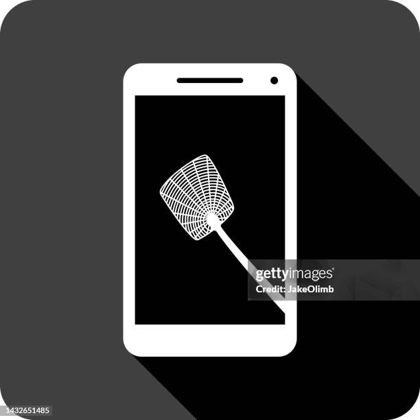 fly swatter smartphone icon silhouette 2 - house fly vector stock illustrations