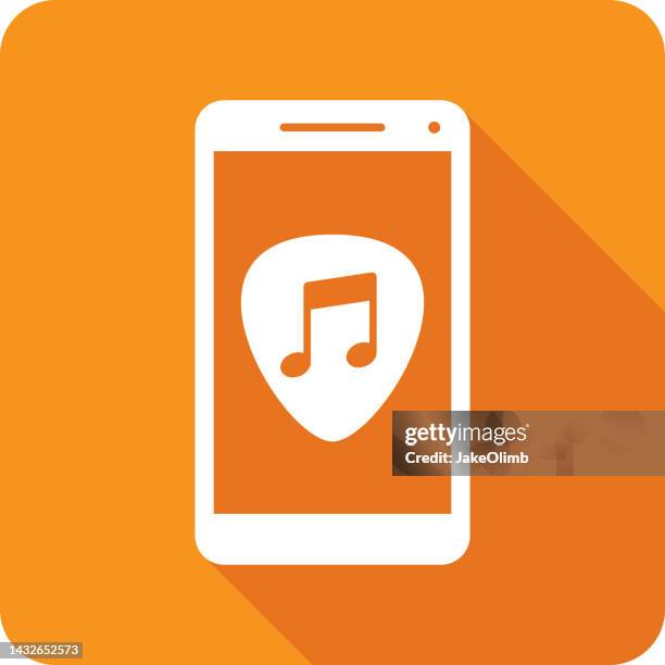 stockillustraties, clipart, cartoons en iconen met guitar pick smartphone icon silhouette - gitaarplectrum