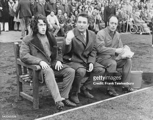 Nottingham Forest manager Brian Clough on the bench at a match, 27th November 1973.