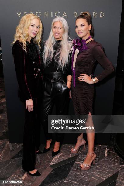 Veronica Swanson Beard, Sarah Harris and Veronica Miele Beard attend as Veronica Beard celebrates the opening of the London flagship store with an in...