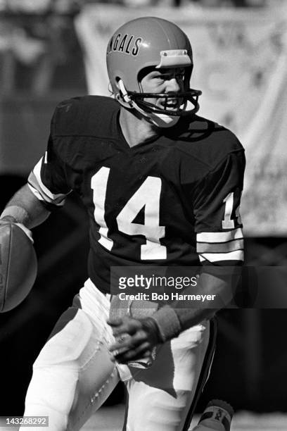 Quarterback Ken Anderson of the Cincinnati Bengals scrambles out of the pocket during a game against the San Diego Chargers on November 2 at...