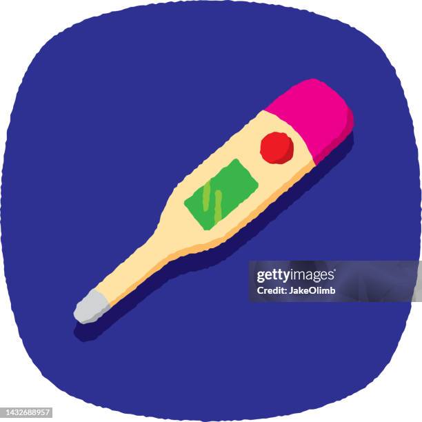 thermometer doodle 4 - digital thermometer stock illustrations
