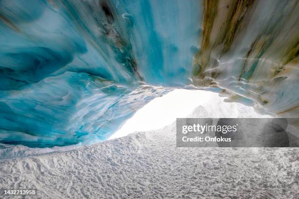 blackcomb ice cave interior - ice cave stock pictures, royalty-free photos & images