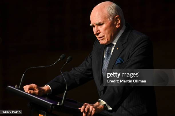 Former Prime Minister of Australia John Howard speaks at the ceremony on October 12, 2022 in Canberra, Australia. 202 people were killed in the 2002...