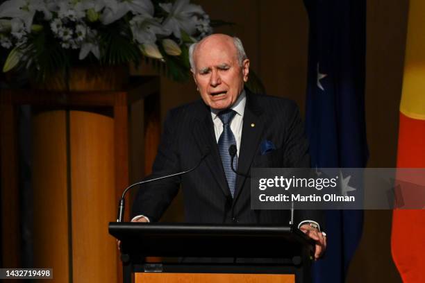 Former Prime Minister of Australia John Howard speaks at the ceremony on October 12, 2022 in Canberra, Australia. 202 people were killed in the 2002...