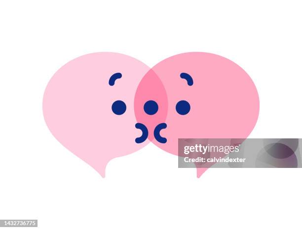 emoticons talking and online messaging - kissing stock illustrations