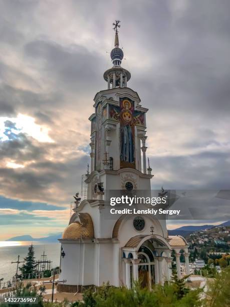 crimea church lights house - yalta stock-fotos und bilder