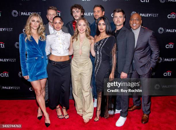 Josh Dallas, Ty Doran, J.R. Ramirez, Melissa Roxburgh, Luna Blaise, Matt Long and Daryl Edwards attend the "Manifest" season 4 screening during the...