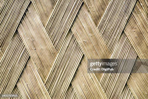 plastic fake bamboo wall cover - wicker stock pictures, royalty-free photos & images