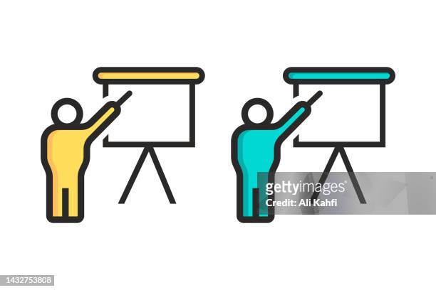 business presentation training icon - pointer stick stock illustrations