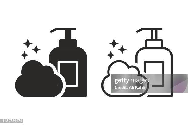 illustrations, cliparts, dessins animés et icônes de icône de liquide désinfectant pour savon - savon
