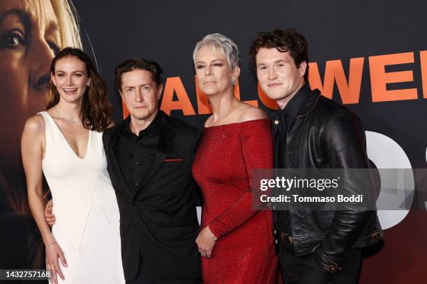 Andi Matichak, David Gordon Green, Jamie Lee Curtis and Rohan Campbell attend the Universal Pictures World Premiere Of "Halloween Ends" on October...
