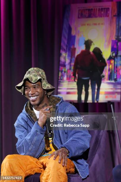 Scott “Kid Cudi” Mescudi speaks onstage at Reel To Reel: Entergalactic at The GRAMMY Museum on October 11, 2022 in Los Angeles, California.