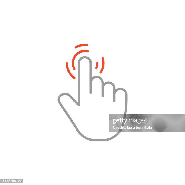 farbiges liniensymbol für touchscreen-geste mit bearbeitbarem strich - cursor hand stock-grafiken, -clipart, -cartoons und -symbole