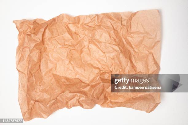 crumpled orange paper or paper texture pattern background. abstract paper background. - wax paper stock pictures, royalty-free photos & images