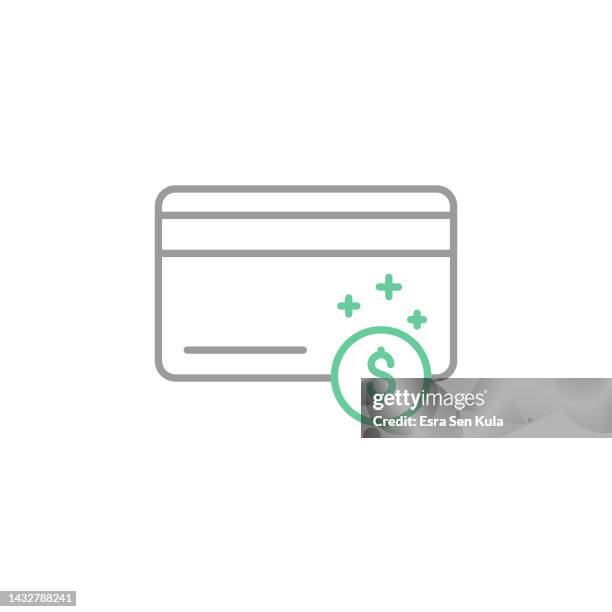 credit card bonus pay colored line icon design with editable stroke - bonus icon stock illustrations