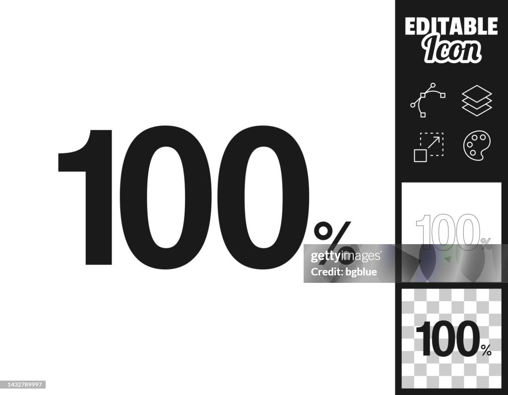 100% - Cien por ciento. Icono para el diseño. Fácilmente editable