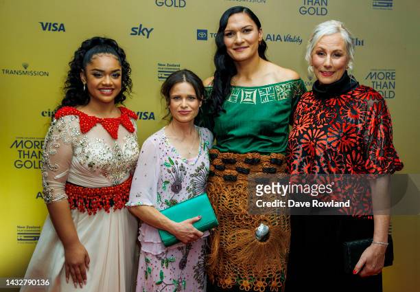 Nancy Fifita, Director Briar March, Dame Valerie Adams and producer Leanne Pooley on the red carpet at the "Dame Valerie Adams: More Than Gold" World...