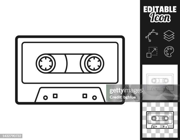 ilustraciones, imágenes clip art, dibujos animados e iconos de stock de cinta. icono para el diseño. fácilmente editable - cassette