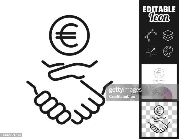 euro agreement. icon for design. easily editable - handshake icon editable stock illustrations