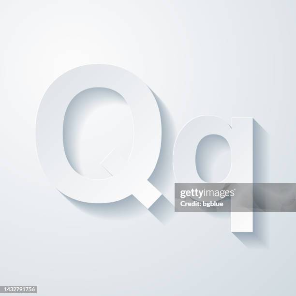 letter q - uppercase and lowercase. icon with paper cut effect on blank background - q stock illustrations