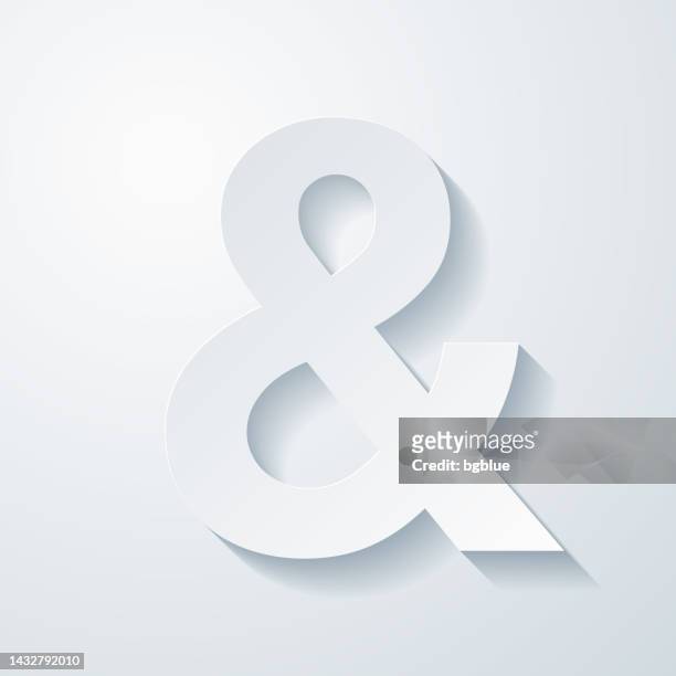 ilustrações de stock, clip art, desenhos animados e ícones de ampersand symbol. icon with paper cut effect on blank background - ampersand