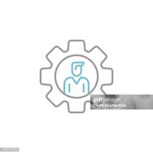technician colored line icon design with editable stroke - factory worker white background stock illustrations