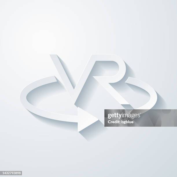 vr - virtual reality. icon with paper cut effect on blank background - broad axe stock illustrations