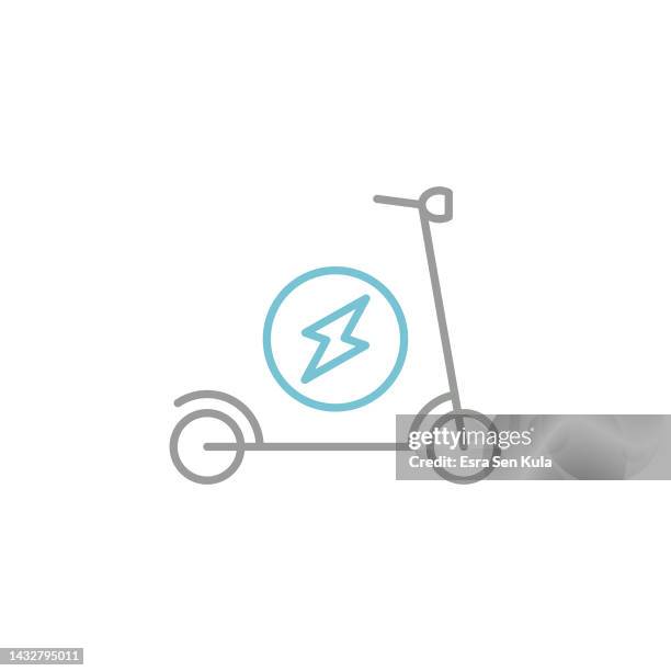 electric push scooter colored line icon with editable stroke - electric mobility stock illustrations